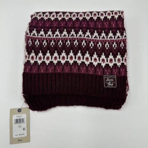 NWT G.H. Bass Knit Metallic Red Pink Glittery Warm Comfy Winter Neck Scarf OS - Picture 4 of 9